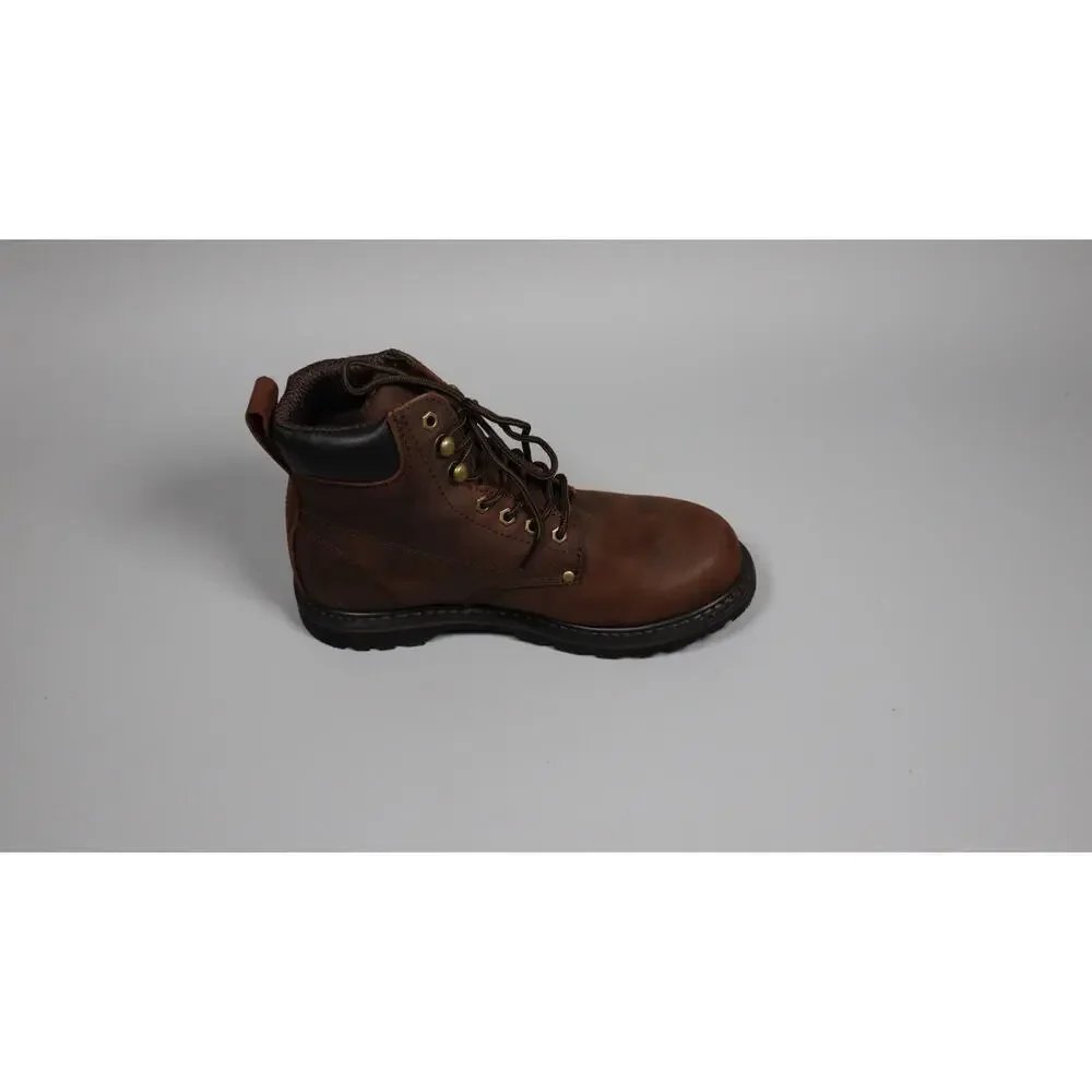 Ever Boot for Men Leather Boots for Construction Rubber Darkbrown Size 8.5